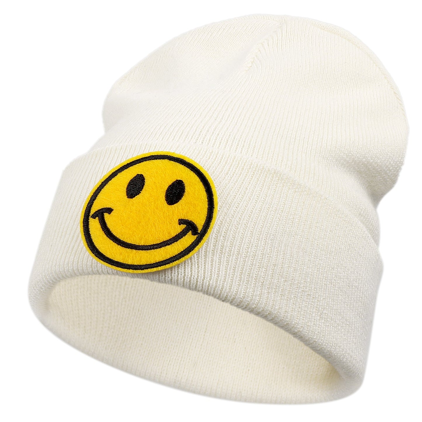 Smiley Face Cuffed Beanie Hats