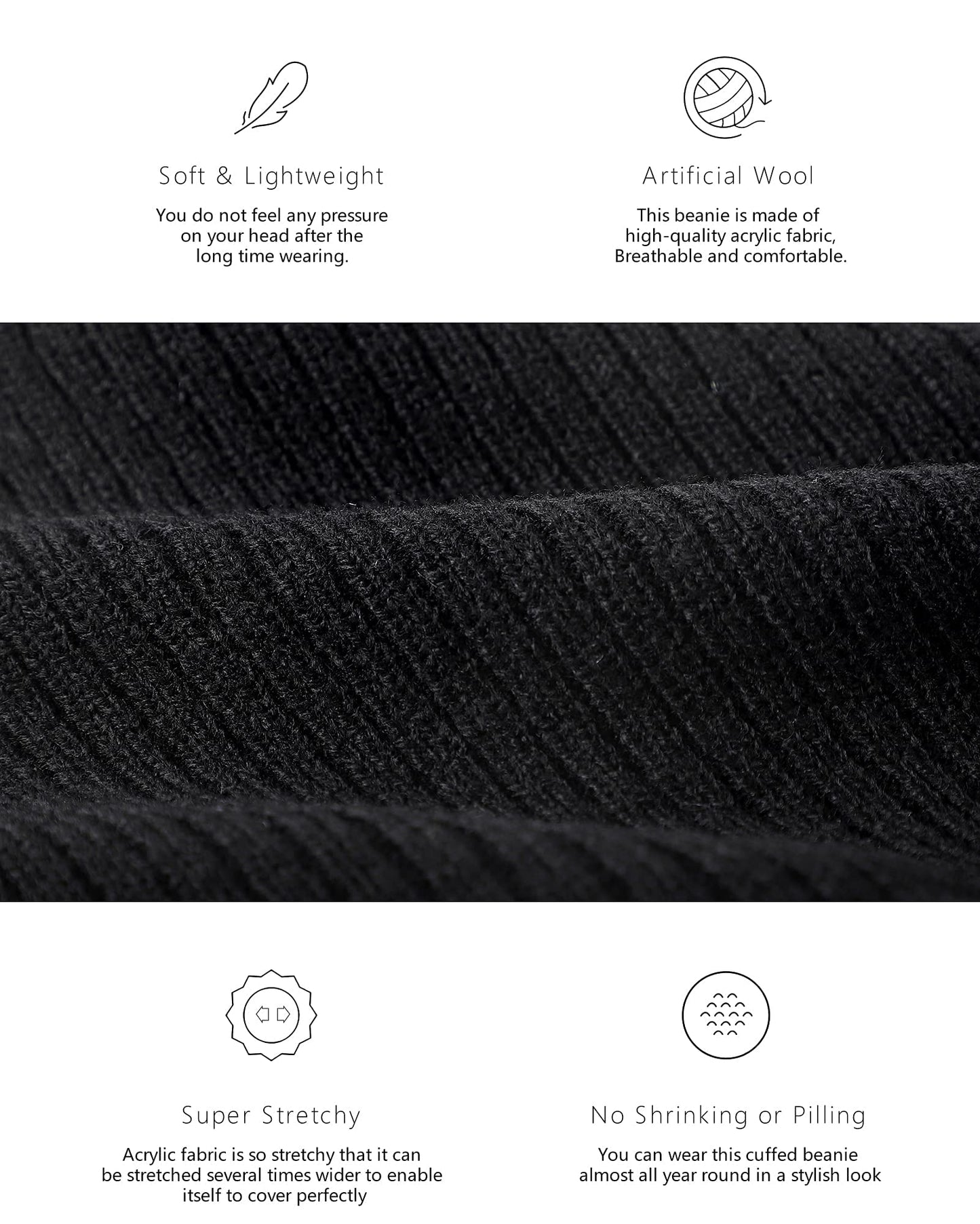 Winter Knitted Cuffed Beanie Hats