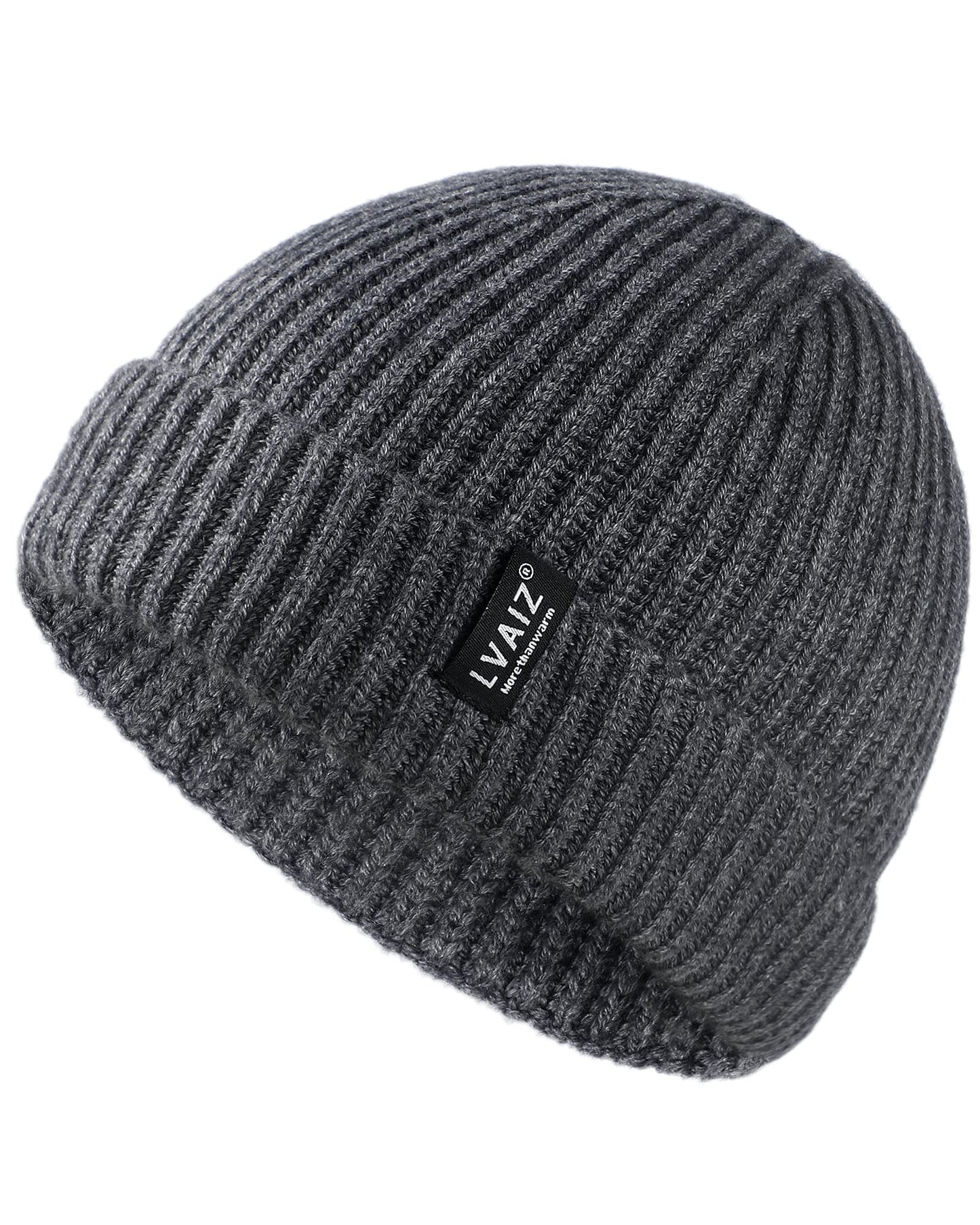 Winter Knitted Fishermen Beanie Hats for Men Wool Short Cuffed Skull Cap