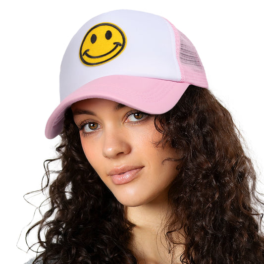 🔥Limited Time Offer🔥 Women Snap Backs Caps for MenSmiley Face Mesh Baseball Hat
