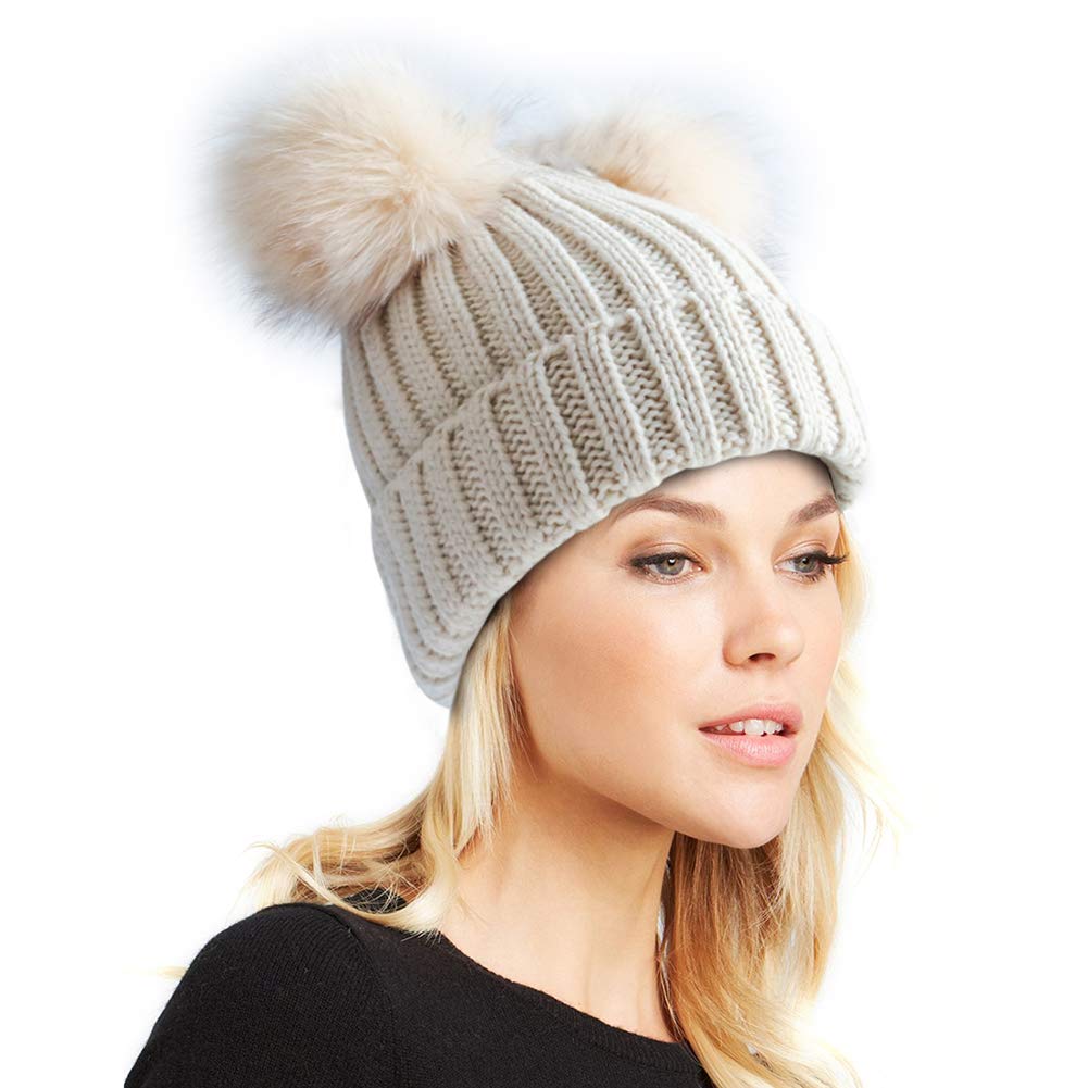 Double Pom Pom Winter Beanie Bobble Hat