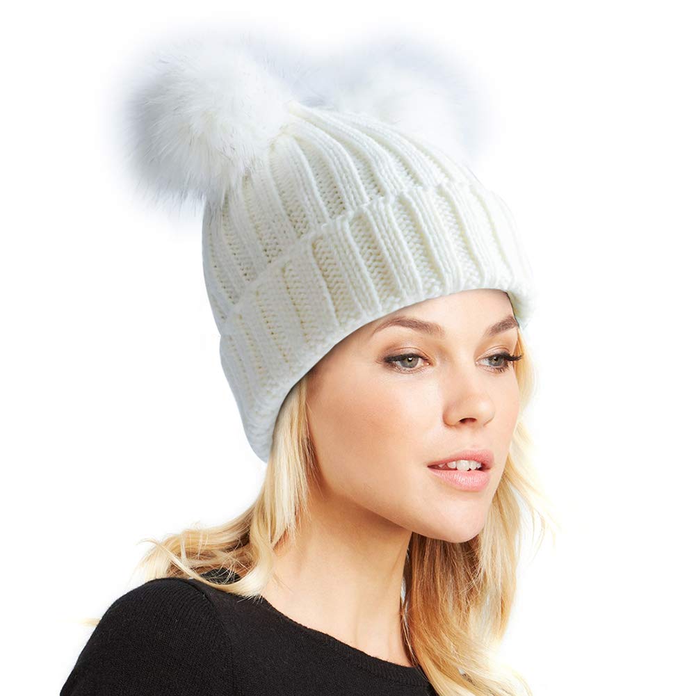 Double Pom Pom Winter Beanie Bobble Hat