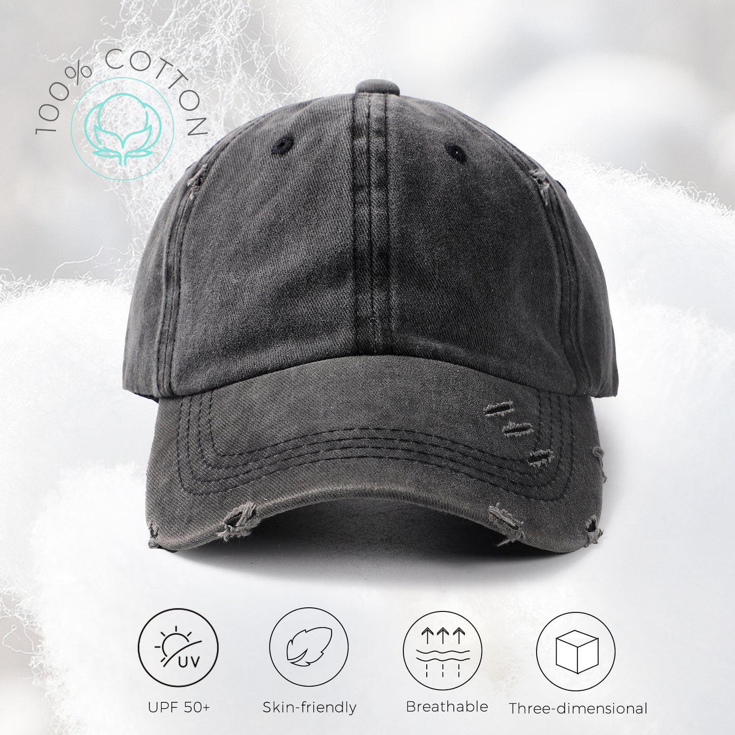 Washed Cotton Baseball Cap for Men Women
