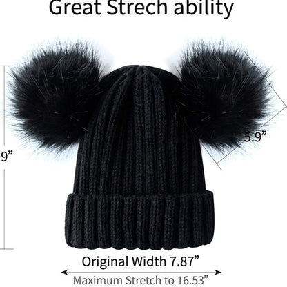 Double Pom Pom Winter Beanie Bobble Hat
