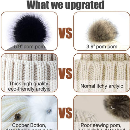 Double Pom Pom Winter Beanie Bobble Hat