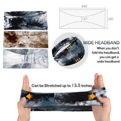 Wide Headbands Cotton Soft Elastic Fashion Hair Bands(Pack of 3)