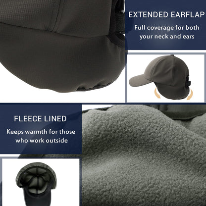 Winter Baseball Cap with Earflaps Fleece Lined Warm Waterproof Hat