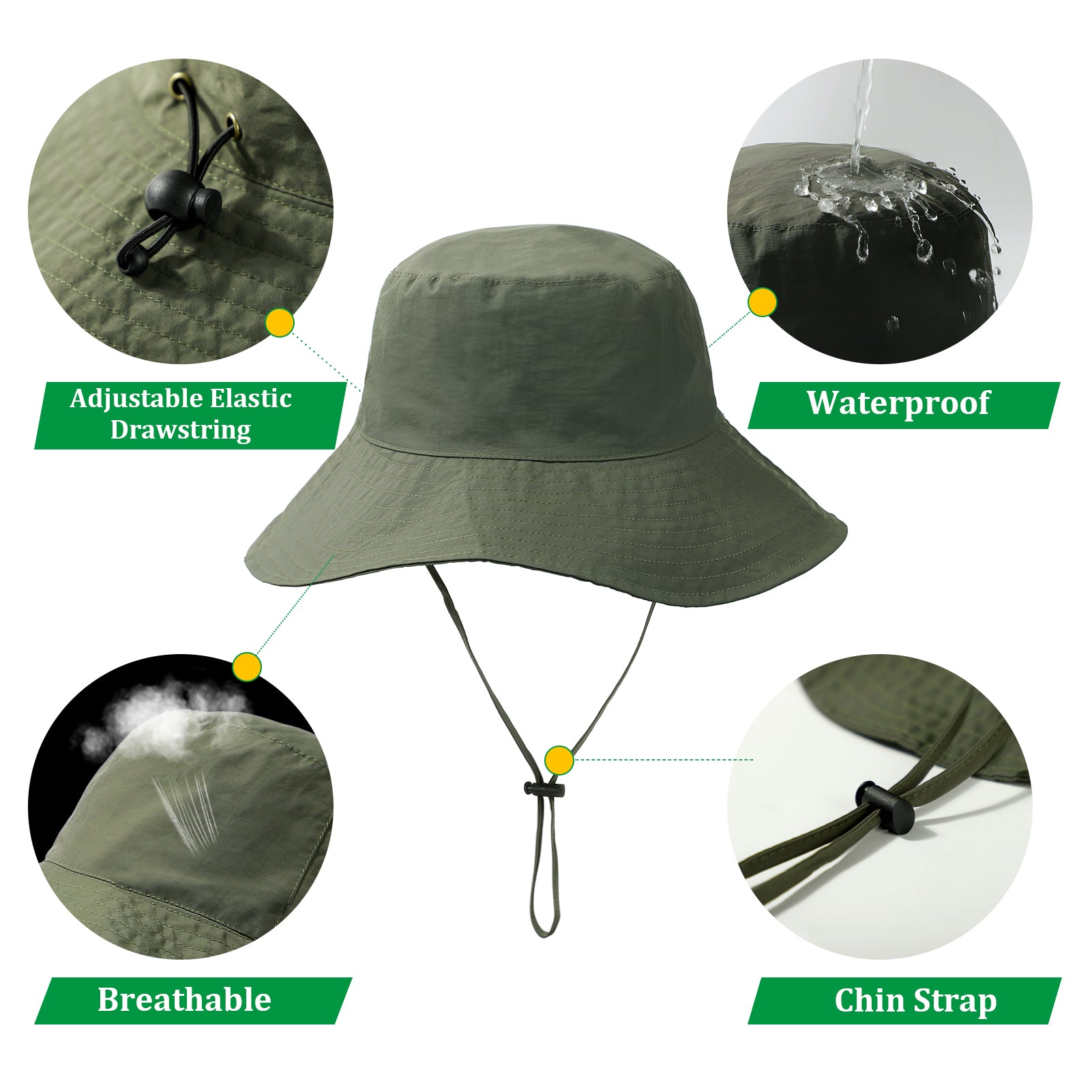 Waterproof Sun UPF 50+ Bucket Hat UV Protection Packable  display picture 1