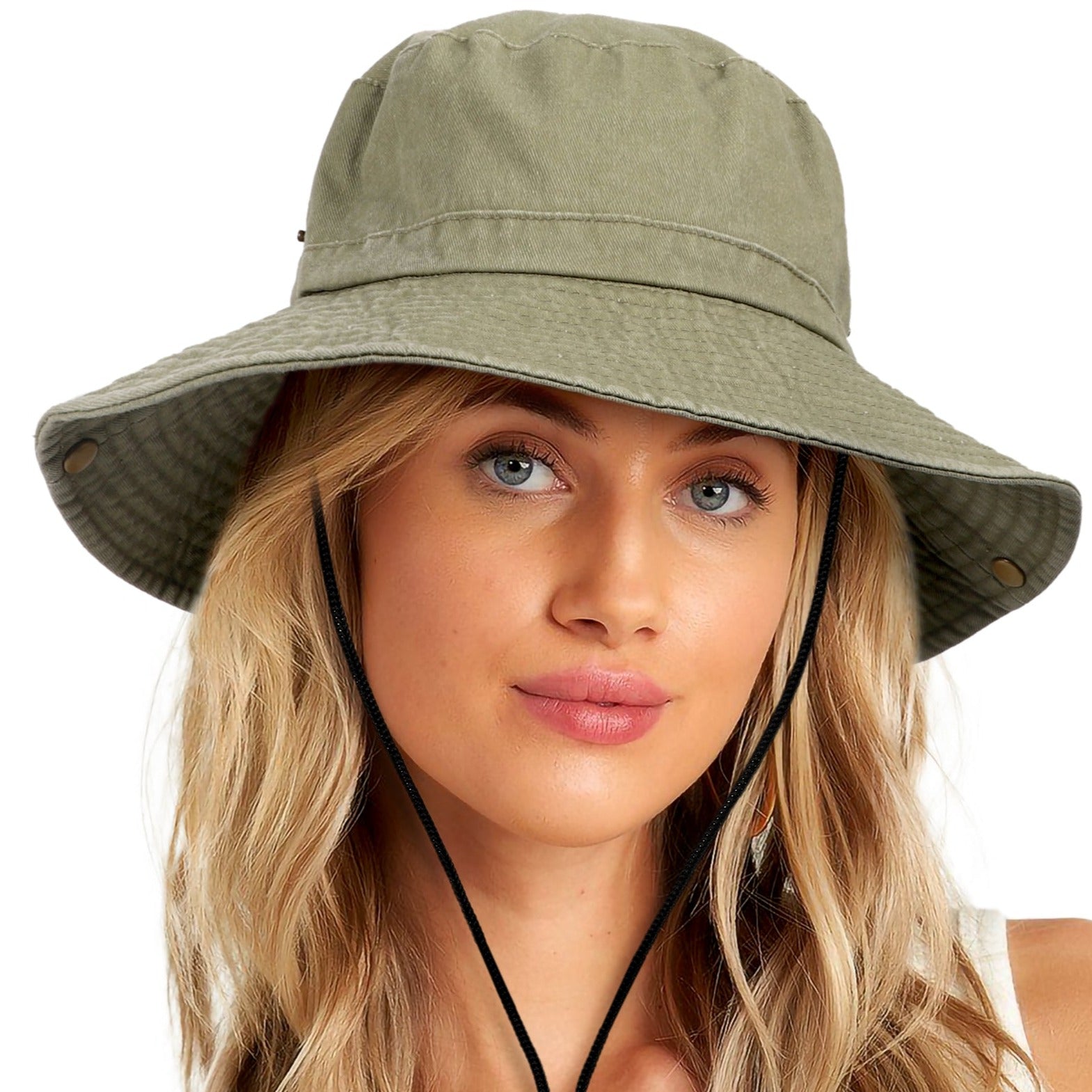 Wide Brim Bucket Sun Hat Packable Cotton Washed UPF 50 Beach Hat