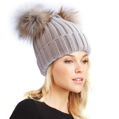 Double Pom Pom Winter Beanie Bobble Hat