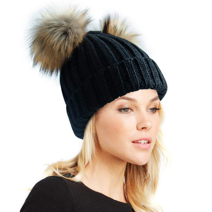 Double Pom Pom Winter Beanie Bobble Hat