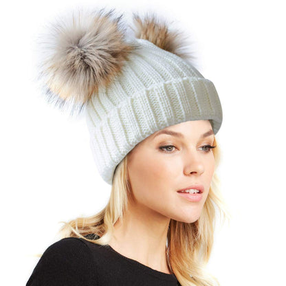 Double Pom Pom Winter Beanie Bobble Hat