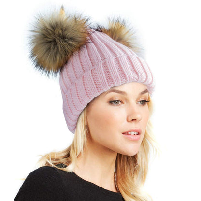 Double Pom Pom Winter Beanie Bobble Hat
